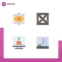 Universal Icon Symbols Group of 4 Modern Flat Icons of eye wood business production computer Editable Vector Design Elements