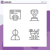 4 Creative Icons Modern Signs and Symbols of hosting website impostor web award profile Editable Vector Design Elements