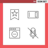 4 User Interface Line Pack of modern Signs and Symbols of bookmark delete appliances home mic Editable Vector Design Elements