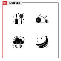 Pictogram Set of 4 Simple Solid Glyphs of kitchen web baby cloud food Editable Vector Design Elements