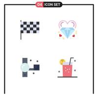 Set of 4 Modern UI Icons Symbols Signs for flag camera diamond marriage recording Editable Vector Design Elements