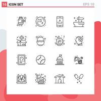 16 Thematic Vector Outlines and Editable Symbols of crate box mobile giving ship Editable Vector Design Elements