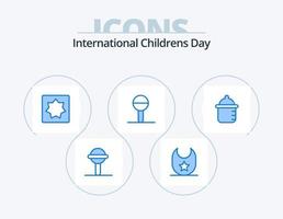 paquete de iconos azul bebé 5 diseño de iconos. niño. bebé. cerebro. traqueteo. niño vector