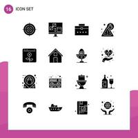 Set of 16 Modern UI Icons Symbols Signs for banking security develop bug user Editable Vector Design Elements