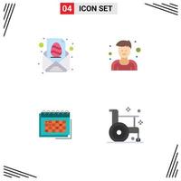 conjunto moderno de 4 iconos y símbolos planos, como mensajes de negocios de pascua, eventos de hombre, elementos de diseño vectorial editables vector