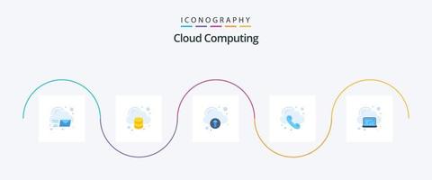 paquete de iconos flat 5 de computación en la nube que incluye una computadora portátil. teléfono. tecnología. teléfono. llamada vector