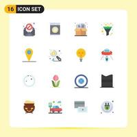 16 Universal Flat Color Signs Symbols of market interface education map sort Editable Pack of Creative Vector Design Elements