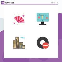 4 Flat Icon concept for Websites Mobile and Apps fan building wind display computers Editable Vector Design Elements