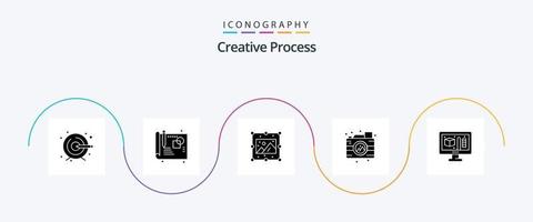 Creative Process Glyph 5 Icon Pack Including . process. picture. creative. camera vector