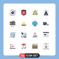 Universal Icon Symbols Group of 16 Modern Flat Colors of recording photography attention camera summer Editable Pack of Creative Vector Design Elements