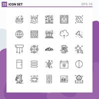 Line Pack of 25 Universal Symbols of space astronomy home error computing Editable Vector Design Elements