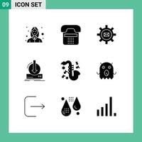 Group of 9 Solid Glyphs Signs and Symbols for download content phone addition mail Editable Vector Design Elements