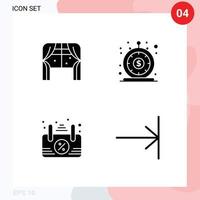 Modern Set of 4 Solid Glyphs and symbols such as furniture board window loan open Editable Vector Design Elements