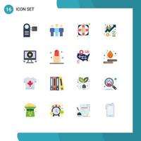 16 Universal Flat Color Signs Symbols of application marketing motivation management chart Editable Pack of Creative Vector Design Elements