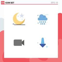 User Interface Pack of 4 Basic Flat Icons of cresent camera celebration cloud basic Editable Vector Design Elements