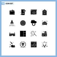 16 Thematic Vector Solid Glyphs and Editable Symbols of shopping software phone developer app Editable Vector Design Elements