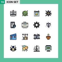 Set of 16 Modern UI Icons Symbols Signs for gdpr portal internet hole black Editable Creative Vector Design Elements