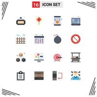 Set of 16 Commercial Flat Colors pack for adjustment heating app lock encryption Editable Pack of Creative Vector Design Elements