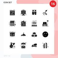 Universal Icon Symbols Group of 16 Modern Solid Glyphs of cart india swimsuite cobra trouser Editable Vector Design Elements