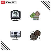 Universal Icon Symbols Group of 4 Modern Filledline Flat Colors of analytics monitor web currency marketing Editable Vector Design Elements