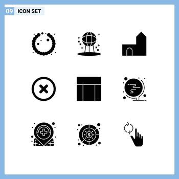 9 concepto de glifo sólido para sitios web móviles y aplicaciones diseño de sitios web construcción de castillos ui elementos básicos de diseño de vectores editables