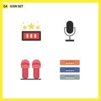 Editable Vector Line Pack of 4 Simple Flat Icons of high score clothes play mic footwear Editable Vector Design Elements