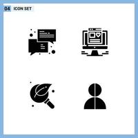 4 Solid Glyph concept for Websites Mobile and Apps trade green messages web magnifier Editable Vector Design Elements