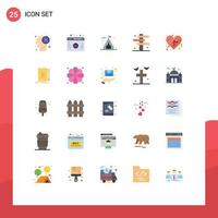 Flat Color Pack of 25 Universal Symbols of romance chocolate hobbies west road Editable Vector Design Elements