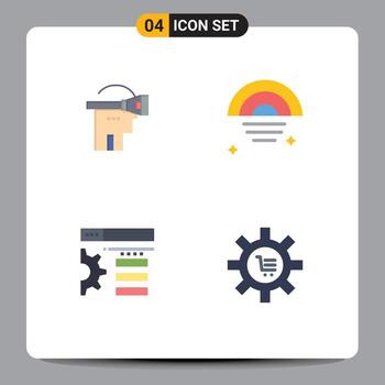 Pack of 4 creative Flat Icons of virtual setting technology sky cart Editable Vector Design Elements
