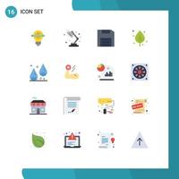 Mobile Interface Flat Color Set of 16 Pictograms of nature birch school autumn floppy Editable Pack of Creative Vector Design Elements