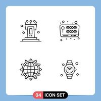 User Interface Pack of 4 Basic Filledline Flat Colors of pedestal globe tribune play business Editable Vector Design Elements