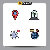Universal Icon Symbols Group of 4 Modern Filledline Flat Colors of map heart technology time map Editable Vector Design Elements