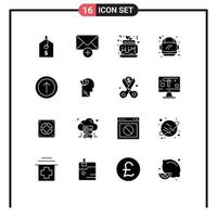 Modern Set of 16 Solid Glyphs and symbols such as relaxatio ui love arrow space Editable Vector Design Elements