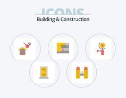 paquete de iconos planos de construcción y construcción 5 diseño de iconos. . amoladora. casa. construcción. rodillo vector