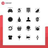 Pictogram Set of 16 Simple Solid Glyphs of easter web storage user media Editable Vector Design Elements