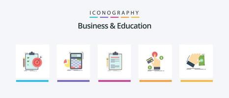 Paquete de 5 íconos planos de negocios y educación que incluye pago. ppc. Progreso. tablero de clip negocio. diseño de iconos creativos vector