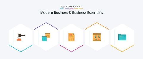 Paquete de 25 íconos planos de negocios modernos y esenciales para negocios que incluye gráfico. documento. pegajoso. papel. oficina vector