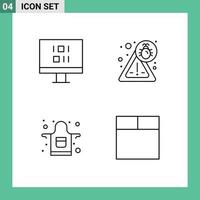 Modern Set of 4 Filledline Flat Colors and symbols such as computer grid bug apron Layer 1 Editable Vector Design Elements