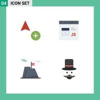 4 Universal Flat Icons Set for Web and Mobile Applications add mountain code development achievement Editable Vector Design Elements