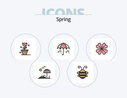 Spring Line Filled Icon Pack 5 Icon Design. easter. spring. temperature. view. galsses vector