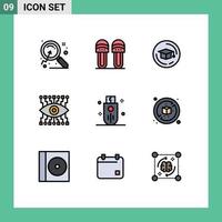 conjunto de 9 iconos de interfaz de usuario modernos signos de símbolos para dispositivos de tapa de memoria stick ver elementos de diseño vectorial editables vector