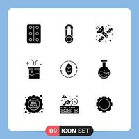 Set of 9 Modern UI Icons Symbols Signs for source energy satellite raw information data filtering Editable Vector Design Elements