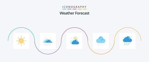 Paquete de 5 íconos de clima plano que incluye. clima. día. lluvia. clima vector