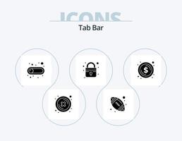 Tab Bar Glyph Icon Pack 5 Icon Design. money. coin. button. circle. lock vector