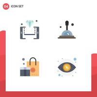 Pictogram Set of 4 Simple Flat Icons of mobile branding shopping magnifying glass marketing Editable Vector Design Elements