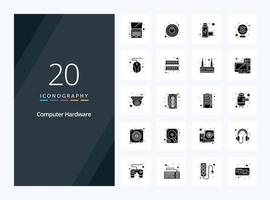 20 Computer Hardware Solid Glyph icon for presentation vector