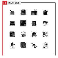 Pack of 16 creative Solid Glyphs of devices cook devices rice cooker Editable Vector Design Elements