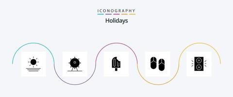 Holidays Glyph 5 Icon Pack Including holiday. slippers. cold. picnic. beach vector