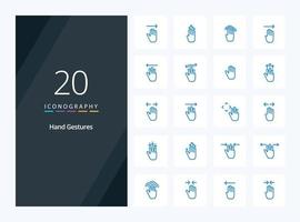 20 Hand Gestures Blue Color icon for presentation vector