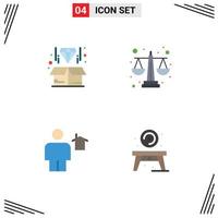 Modern Set of 4 Flat Icons and symbols such as box body product equality house Editable Vector Design Elements